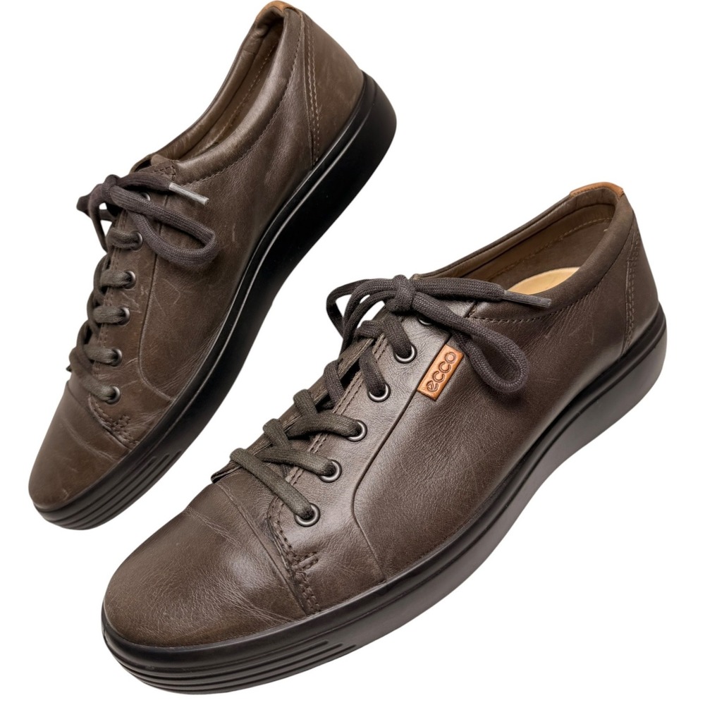 ECCO Soft 7 Brown Leather Lace Up Sneakers Mens EU 45 US 11